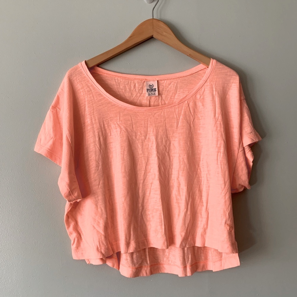 🦋3/$20 Pink Victoria’s Secret Pink Orange Crop Top XS